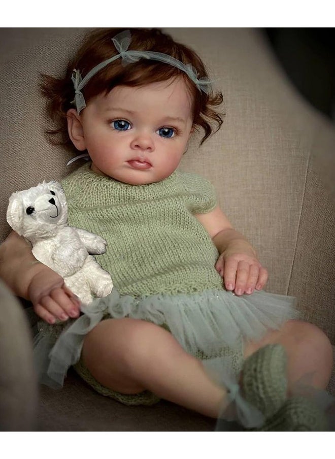 Beauenty - Reborn Baby Doll 22 Inch Realistic Newborn Baby Dolls Lifelike Weighted With Soft Silicone Doll Girls with Plush Toy  Doll Clothes For Age 3+ - Image 1