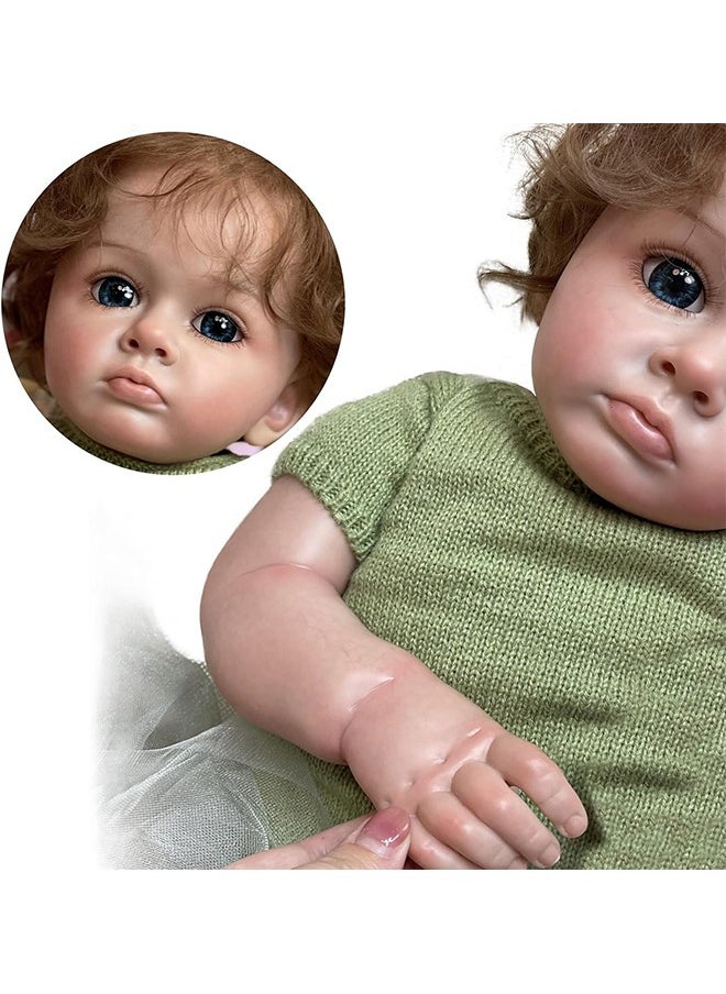 Beauenty - Reborn Baby Doll 22 Inch Realistic Newborn Baby Dolls Lifelike Weighted With Soft Silicone Doll Girls with Plush Toy  Doll Clothes For Age 3+ - Image 1