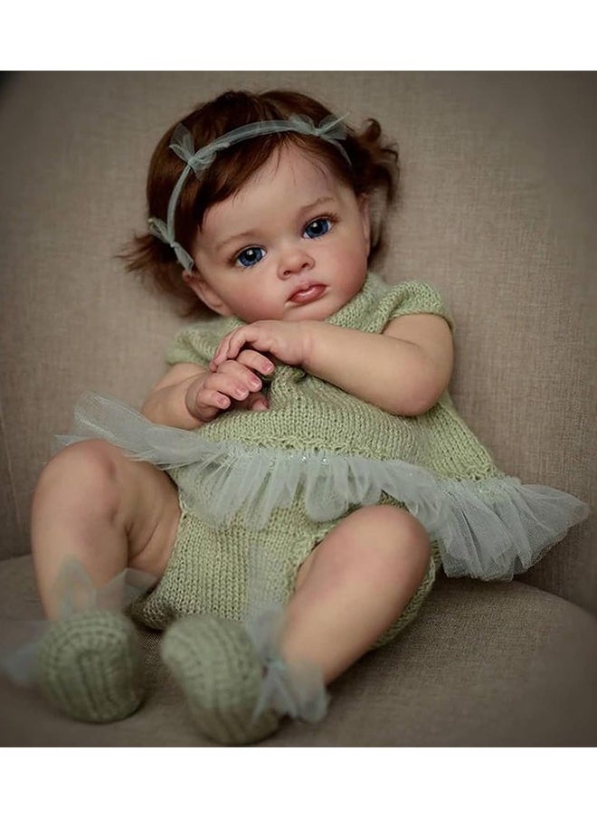 Beauenty - Reborn Baby Doll 22 Inch Realistic Newborn Baby Dolls Lifelike Weighted With Soft Silicone Doll Girls with Plush Toy  Doll Clothes For Age 3+ - Image 1