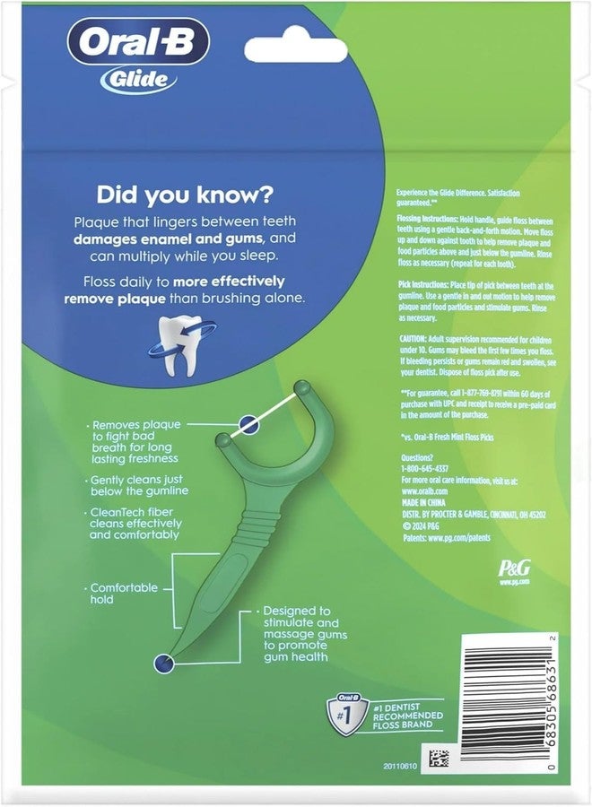 Oral-B Complete Glide Dental Floss Picks Plus Scope Outlast, Long Lasting Mint, 75 Dental Floss Picks, Pack of 6 - Image 2