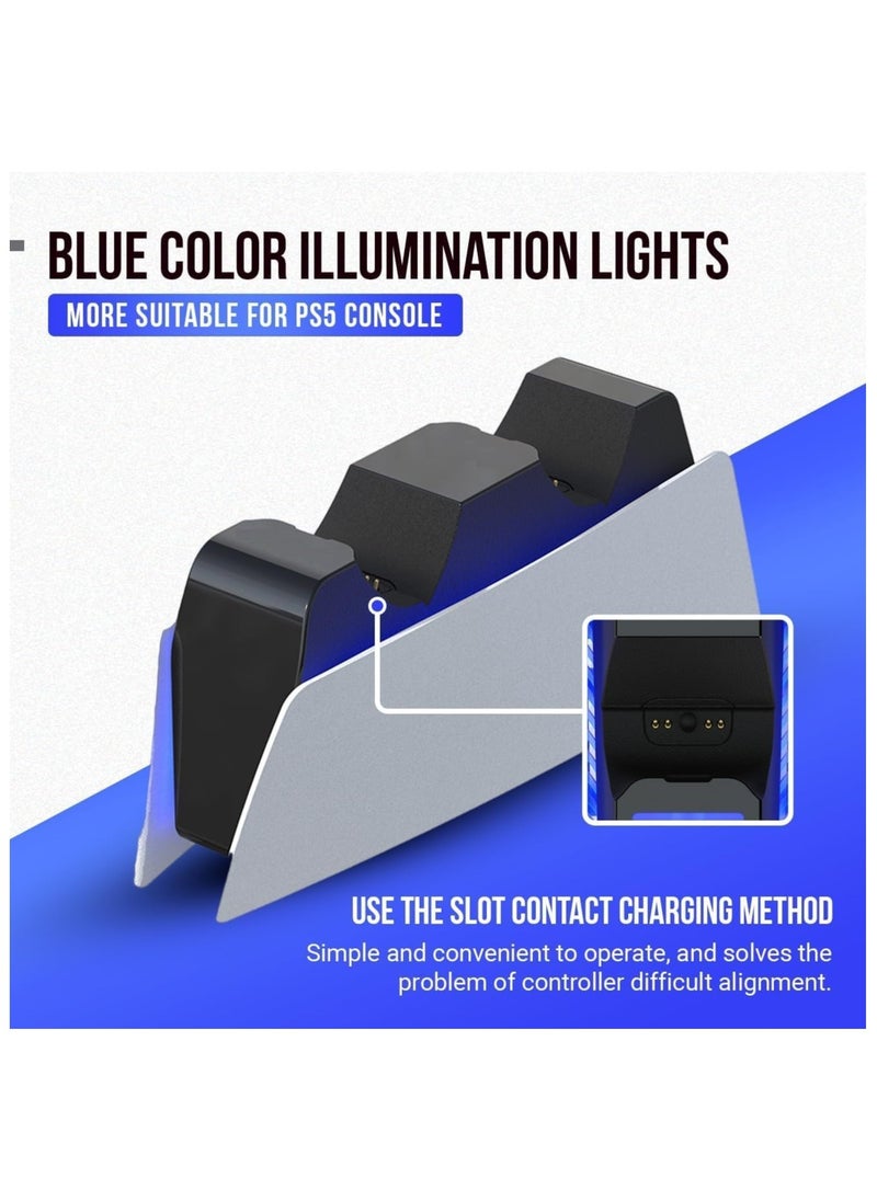 TecV - PS5 Controller Charging Station | PS5 Controller Charger for PlayStation 5 DualSense Controller | USB Type C PS5 Charger Stand with LED Indicator - Image 1
