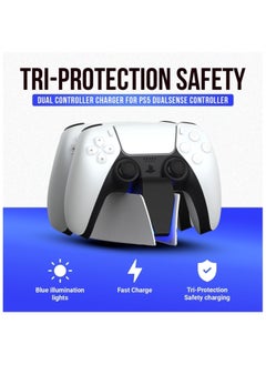 TecV PS5 Controller Charging Station | PS5 Controller Charger for PlayStation 5 DualSense Controller | USB Type C PS5 Charger Stand with LED Indicator  - Image 2