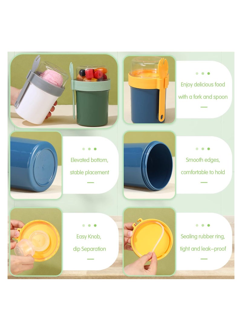 SOLARAE Overnight Oats Containers with Lids Plastic Salad Yogurt Parfait Cups with Lids and Sporks Take and Go Yogurt Container with Topping Cereal Cup Reusable Overnight Oats Jars (4 Pack 26.72 oz ) - Image 4