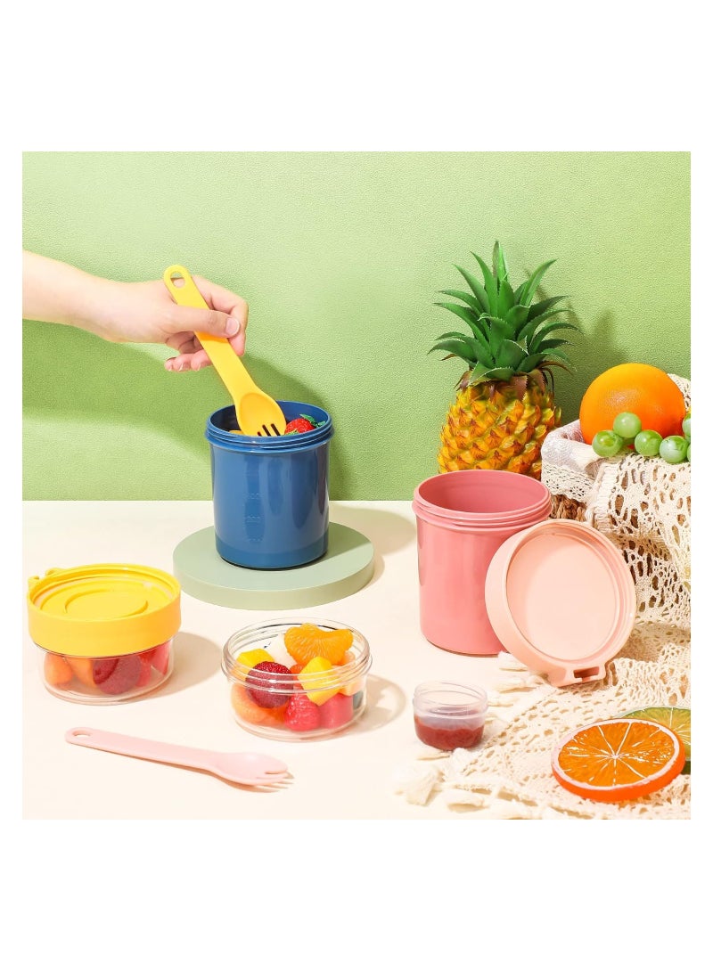 SOLARAE Overnight Oats Containers with Lids Plastic Salad Yogurt Parfait Cups with Lids and Sporks Take and Go Yogurt Container with Topping Cereal Cup Reusable Overnight Oats Jars (4 Pack 26.72 oz ) - Image 5