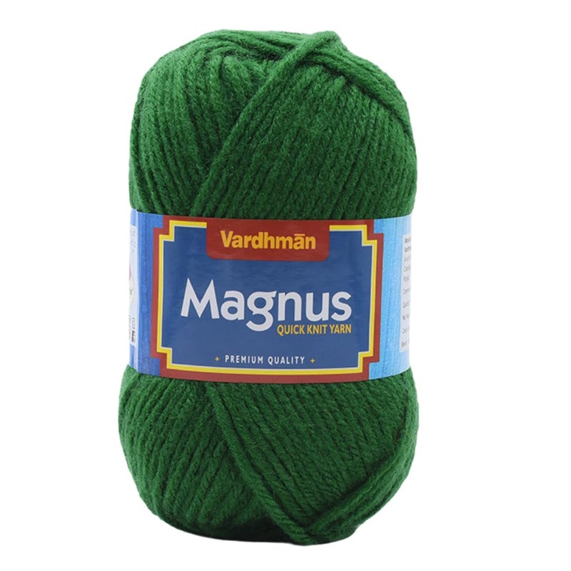Vardhman Threads Vardhaman Magnus Acrowool Acrylic Hand Knitting and Crochet Yarn. Pack of 1 Ball - 100Gms, Shade no 010, Forest Green, 4 ply - Image 1
