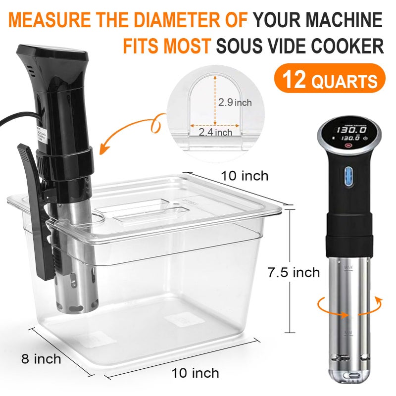 HOMENOTE Container 12 Quart with Lid & Rack and Sleeve - BPA Free Complete Sous Vide Accessories Kit with Cookbook For Anova and Most Sous Vide Cookers - Image 4