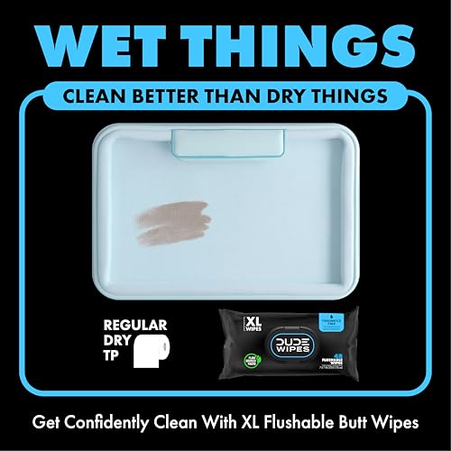 Dude Wipes - Flushable Wipes Unscented - (6 Pack) 288 Count - Extra Large - Flushable - Vitamin-E & Aloe - Septic and Sewer Safe - Image 5