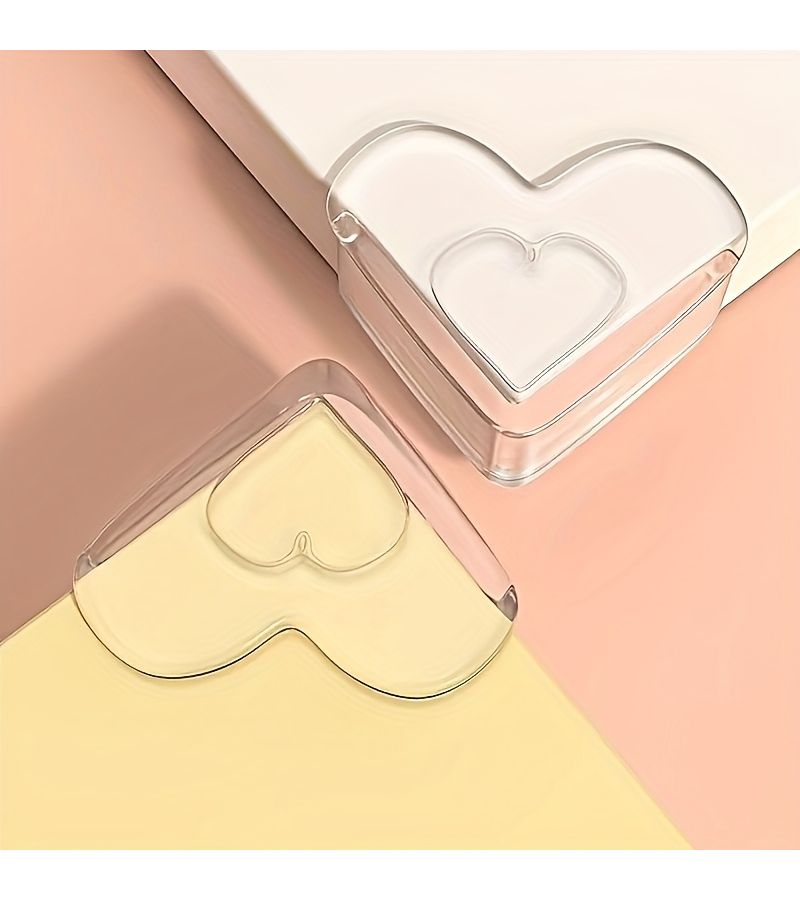 4pcs Transparent Silicone Heart Shaped Corner Protectors Bumper Guards Edge Protectors For Furniture Home Safety Covers Soft Flexible Desk Cable Outlet Guards - Image 1