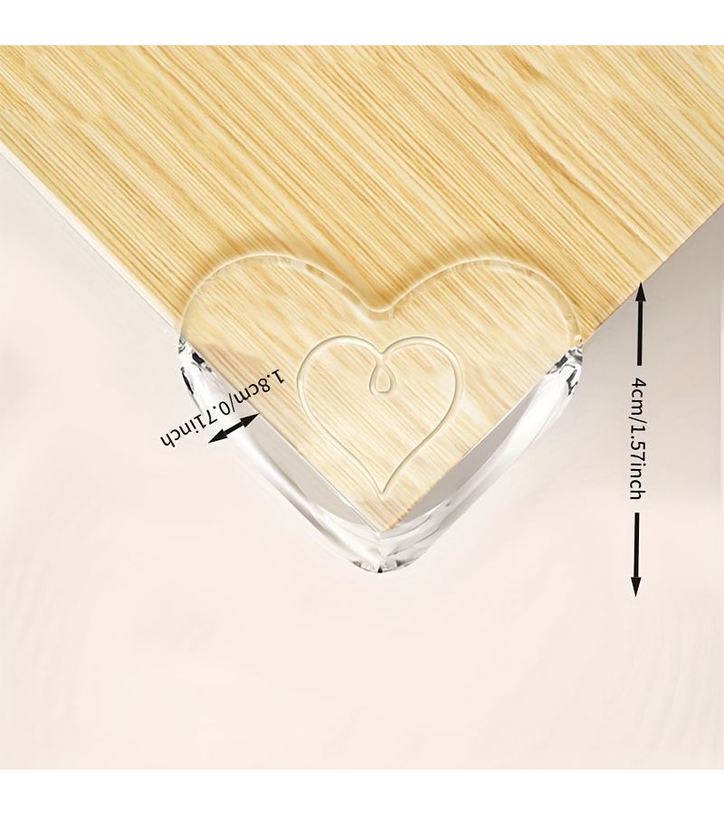 4pcs Transparent Silicone Heart Shaped Corner Protectors Bumper Guards Edge Protectors For Furniture Home Safety Covers Soft Flexible Desk Cable Outlet Guards - Image 2