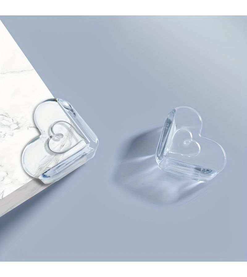 4pcs Transparent Silicone Heart Shaped Corner Protectors Bumper Guards Edge Protectors For Furniture Home Safety Covers Soft Flexible Desk Cable Outlet Guards - Image 4