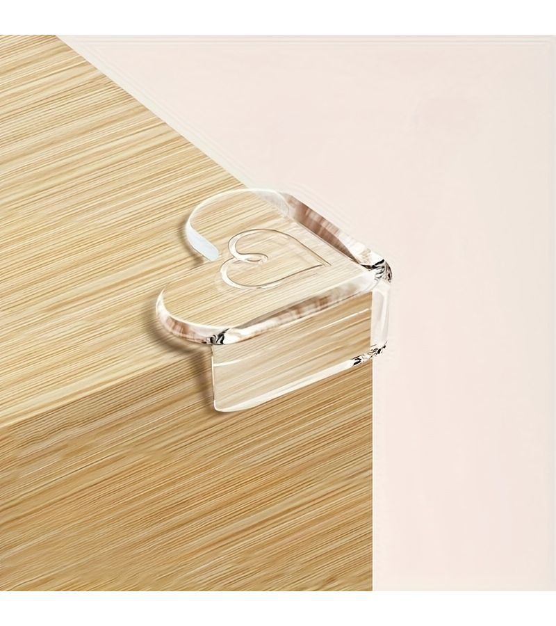 4pcs Transparent Silicone Heart Shaped Corner Protectors Bumper Guards Edge Protectors For Furniture Home Safety Covers Soft Flexible Desk Cable Outlet Guards - Image 3