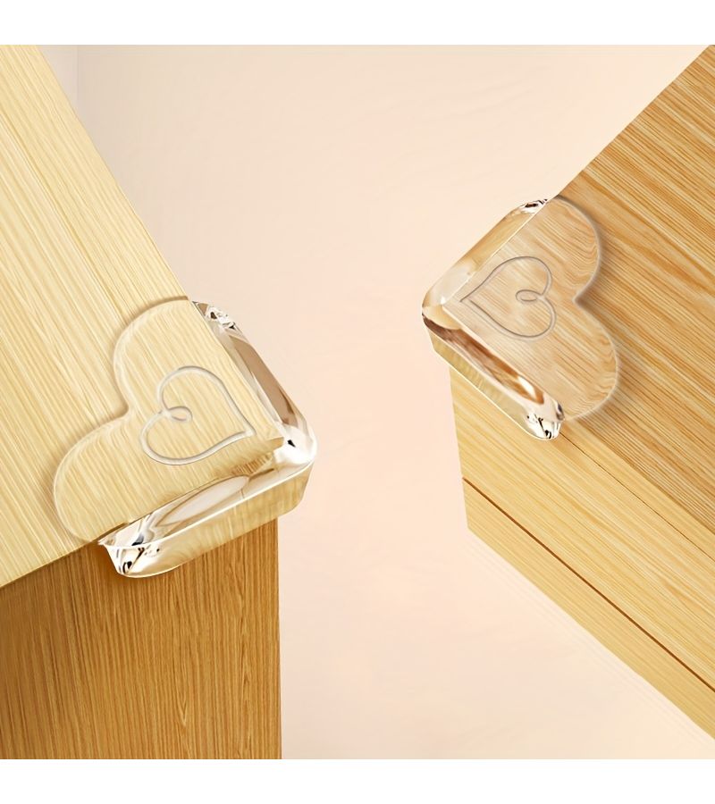 4pcs Transparent Silicone Heart Shaped Corner Protectors Bumper Guards Edge Protectors For Furniture Home Safety Covers Soft Flexible Desk Cable Outlet Guards - Image 5