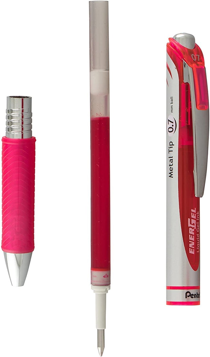 Pentel Energel 0.7 mm Liquid Gel Ink Pens - Pink Ink - Pack of 5 Deluxe RTX Pens with 3 Pink Refills - Image 4