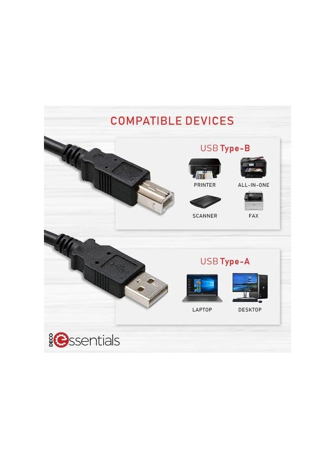 erorex USB 2.0 Printer Cable Printer Cable USB A to USB B Cord USB 2.0 A to B Printer Cable High-Speed ​​Cable for All USB Port printers & Scanner Printers & Scanners 1.8M  - Image 3