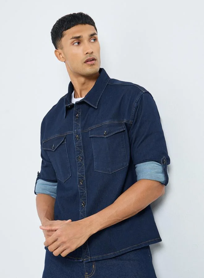 Styli Men Boxy Fit  Denim Shirt