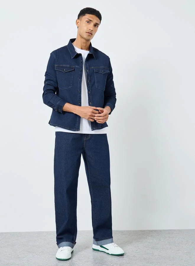 Styli Men Boxy Fit  Denim Shirt