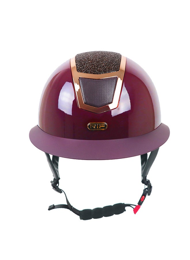 Rif Equestrian Helmet for Men and Women - Mirror Bordeaux Red Large Brim Safety Riding Helmet