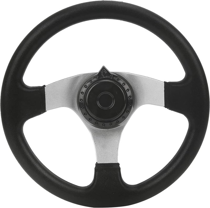 118in. Steering Wheel with Assy, ATV Steering Wheel Replacement, Metal Frame with Soft Polyurethane Foam Grip, 3 Hole Mounting for Installation, Compatible - Image 1