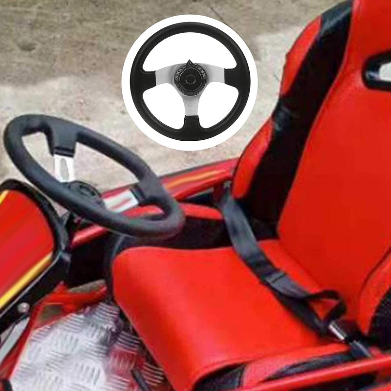 118in. Steering Wheel with Assy, ATV Steering Wheel Replacement, Metal Frame with Soft Polyurethane Foam Grip, 3 Hole Mounting for Installation, Compatible - Image 5