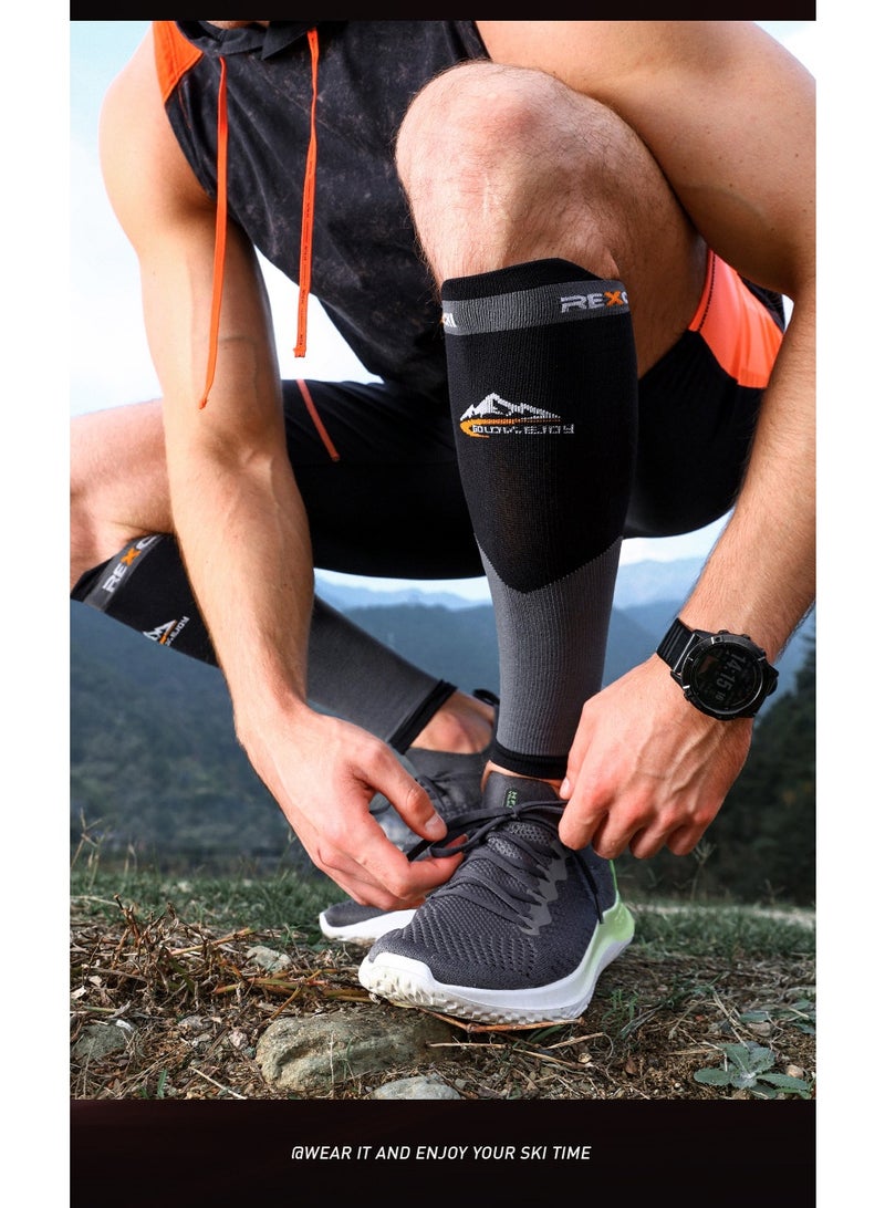 REXCHI Calf Compression Sleeves for Men and Women - Leg Compression Sleeves - Calf Support, Cycling Leg Warmers, Marathon Football Runner Muscle Compression Calf Compression Knee Socks (Size L) - Image 3