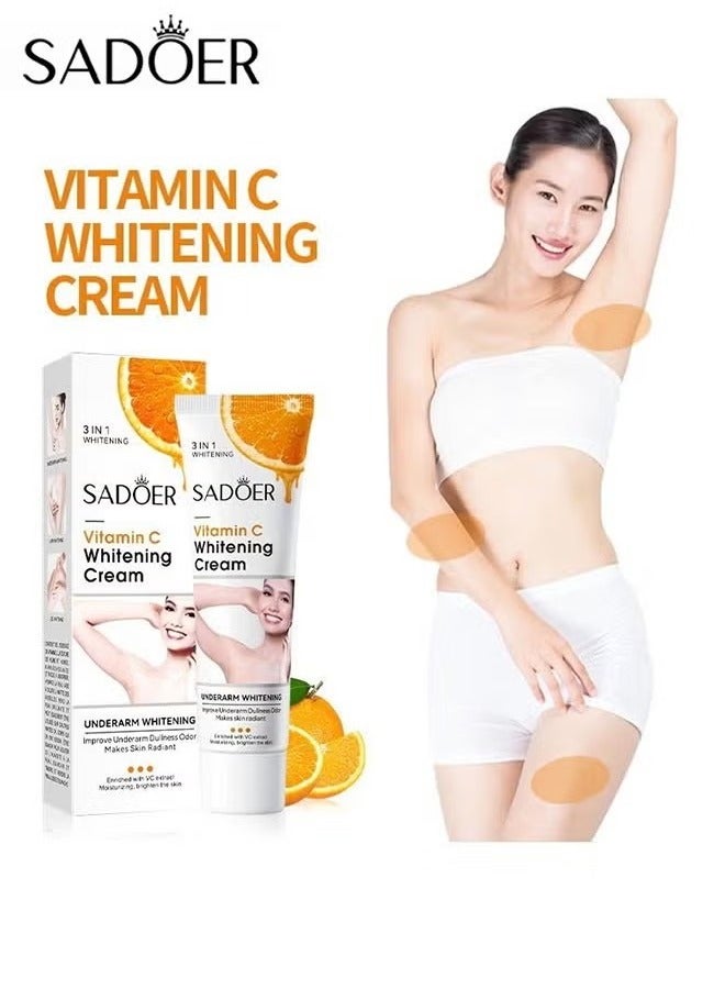 SADOER Vitamin C Underarm Whitening And Moisturizing Cream, Elbow Curve Joints Melanin Brighten Skin Tone Improve Dullness Glow Whitening Cream 50G - Image 1
