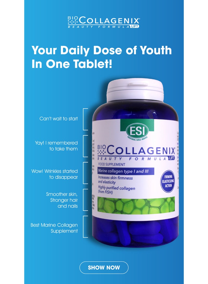 ESI Anti-Aging Marine Collagen Supplement, 1000mg (120 Tablets) - Boosts Skin Elasticity, Reduces Aging Signs, Enhances Hydration and Firmness & Supports Hair & Nails with UV Protection - Image 3