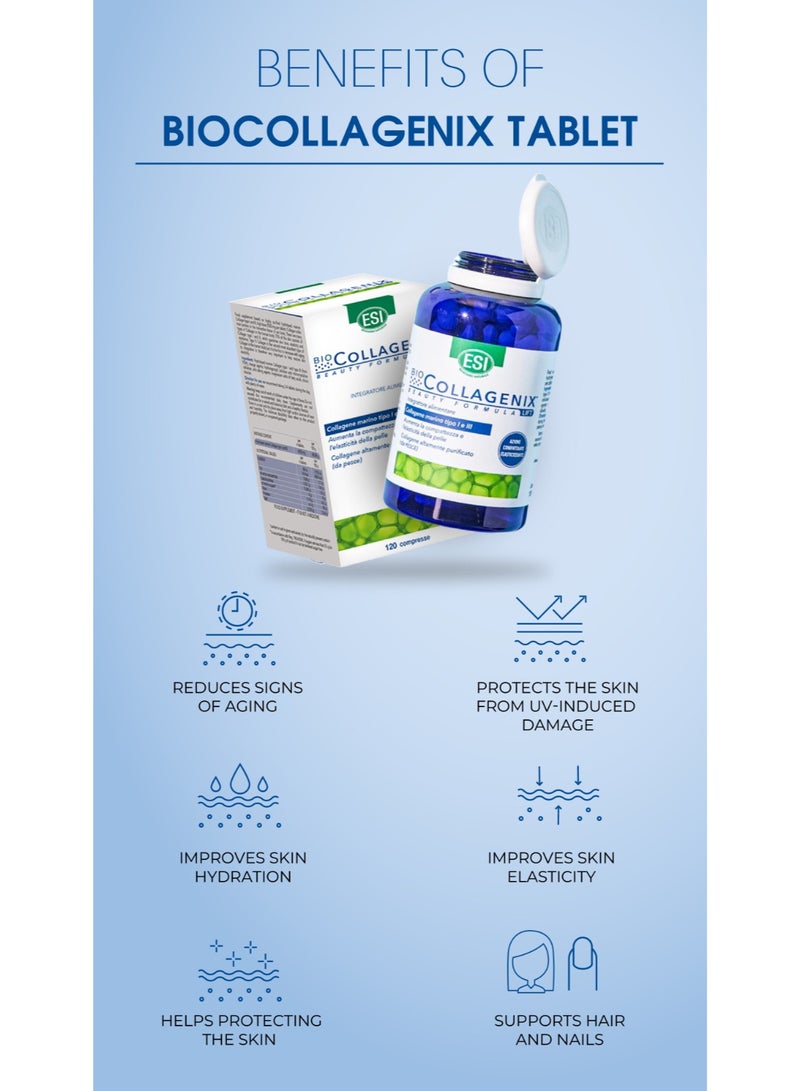 ESI Anti-Aging Marine Collagen Supplement, 1000mg (120 Tablets) - Boosts Skin Elasticity, Reduces Aging Signs, Enhances Hydration and Firmness & Supports Hair & Nails with UV Protection - Image 4