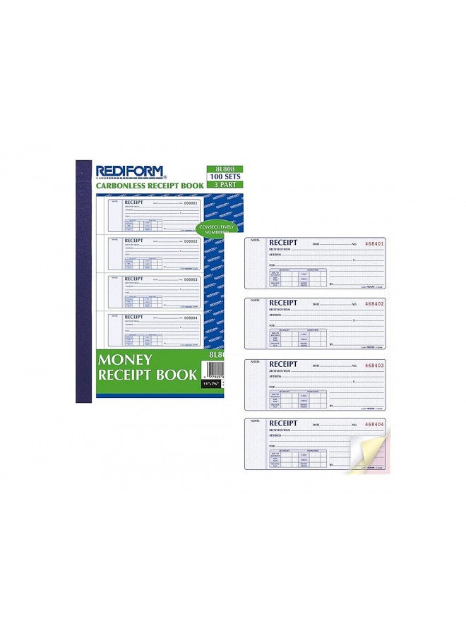 Rediform Receipt Books (RED8L808) Blue 11 x 7.625 inches - Image 2