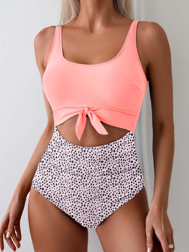 Eomenie Women's One Piece Swimsuit Tummy Control Slimming Bathing Suit Cutout Tie Knot Swimwear - Image 3