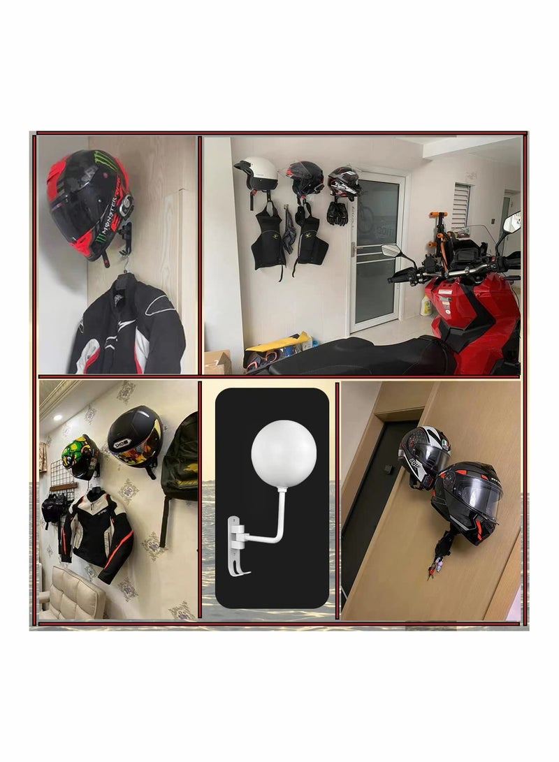 Motorcycle Helmet Rack, 180° Rotation Metal Helmet Holder Wall Mount, Helmet Holder Bike with 2 Hooks Helmet Hanger for Motorcycle Bike Coats, Caps, Baseballs, Rugby Helmet - Image 4