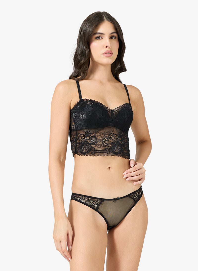 Ginger Lace Panel Bralette & Brief Set - Image 1