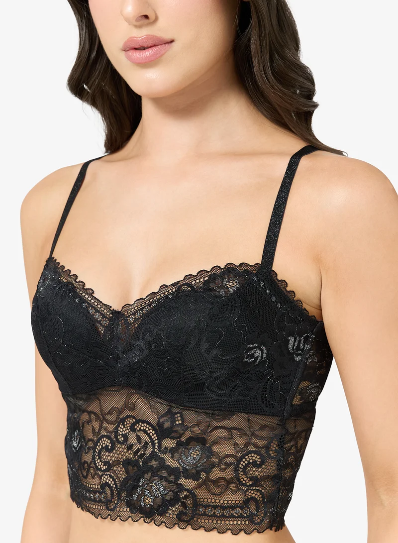 جينجر طقم حمالة صدر وسروال داخلي بشريط دانتيل