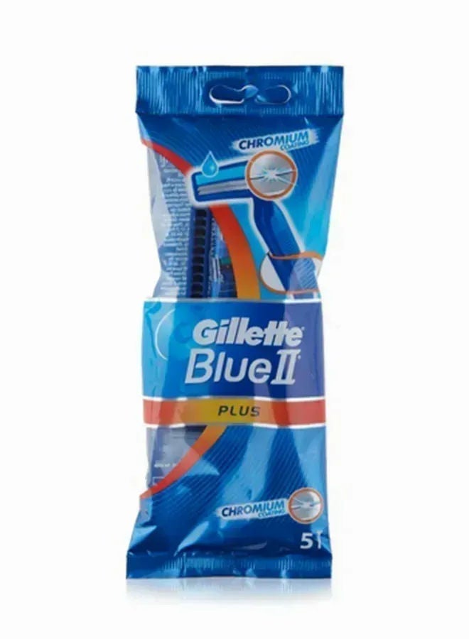 Gillette شفرة حلاقة زرقاء II بلس القابلة للتخلص منها للرجال، 5 قطع