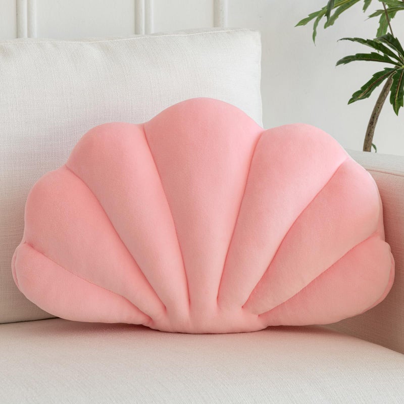 ZCNYCLAM Shell Pillow, Shell Shaped Decorative Throw Pillows with Velet for Couch Bed, Cute Seashell Beachy Room Decor Aesthetic Throw Pillows for Bedroom Living Room - Image 1