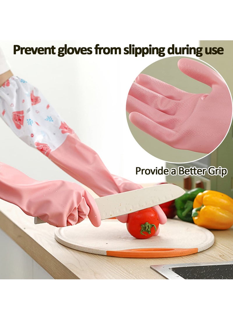 3 Pcs Rubber Dishwashing Cleaning Gloves, Waterproof, Reusable Long Kitchen Gloves, Latex Free Household Gloves for Laundry, Cleaning, Working, Gardening - Image 4