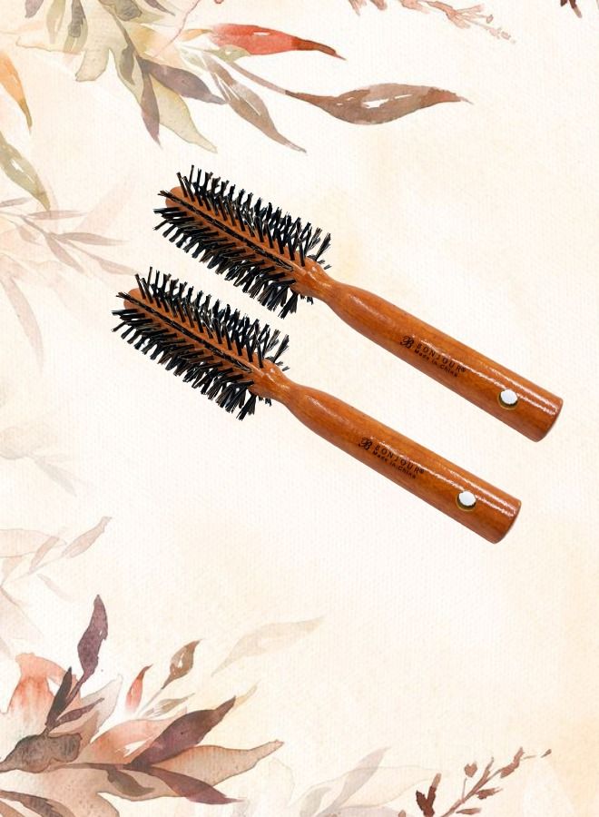 2 Pieces Round Hair Brush Black C203-064