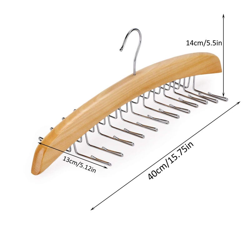 SunTrade Wooden Tie Hanger,24 Tie Organizer Rack Hanger Holder Hook (Beige, 24 Hooks) - Image 4