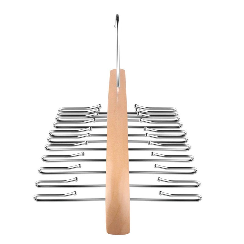 SunTrade Wooden Tie Hanger,24 Tie Organizer Rack Hanger Holder Hook (Beige, 24 Hooks) - Image 3