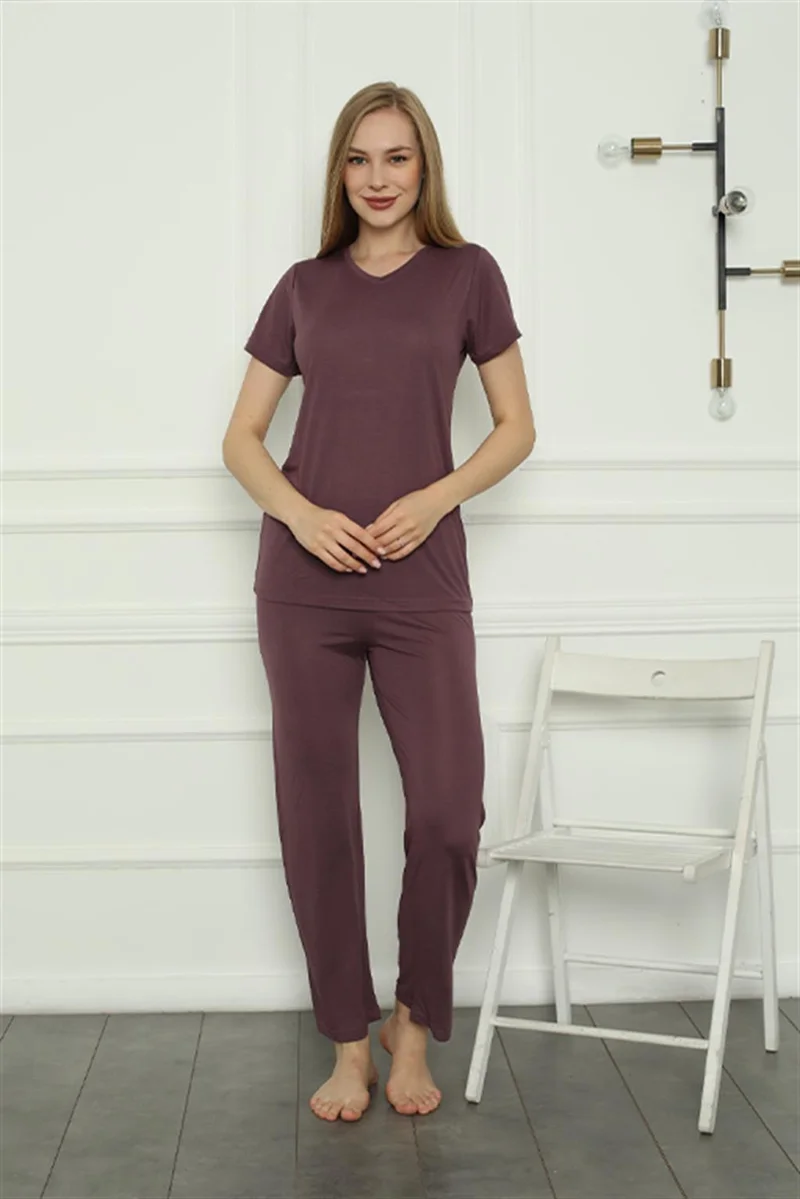 Akbeniz Women's Combed Cotton Pajama Set 4156