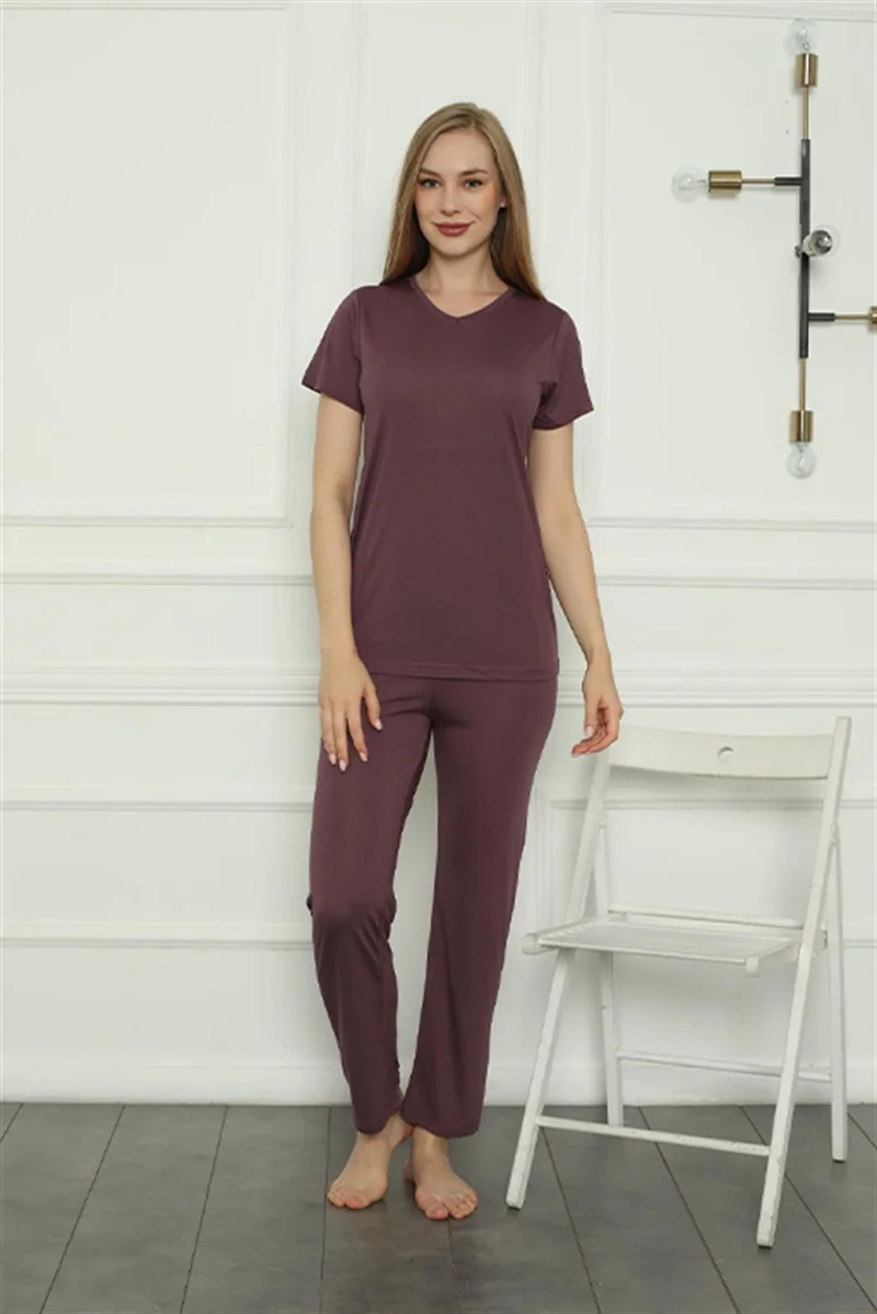 Akbeniz Women's Combed Cotton Pajama Set 4156