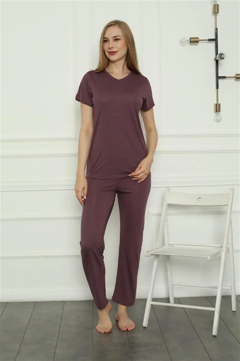 Akbeniz Women's Combed Cotton Pajama Set 4156