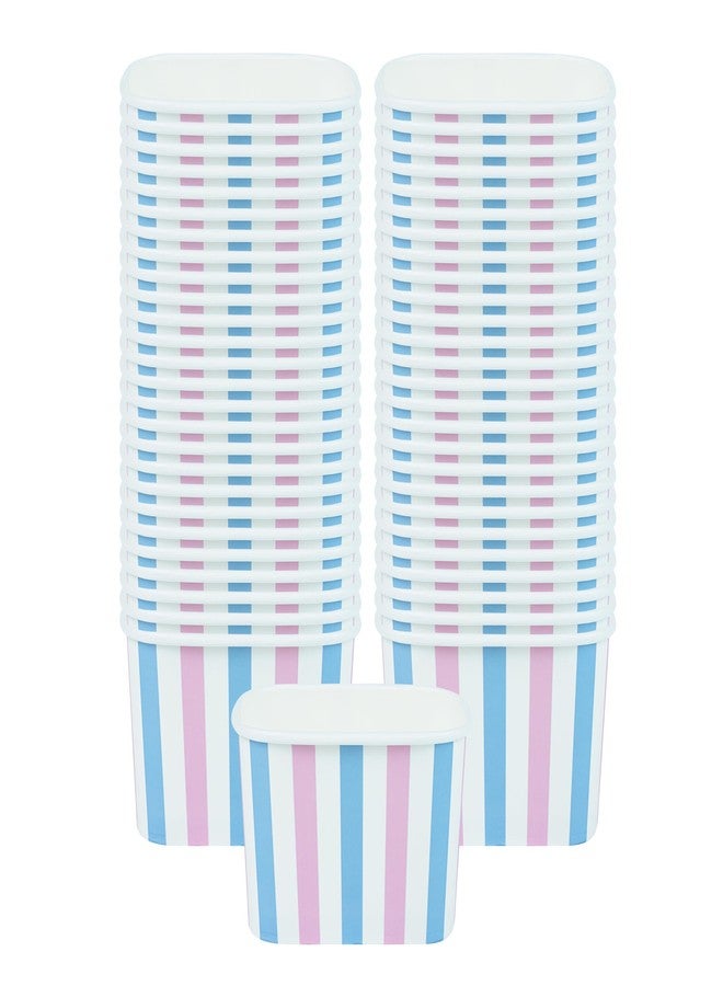 Restaurantware-Coppetta 12 Ounce Dessert Cups, 50 Greaseproof Ice Cream Cups - Lids Sold Separately, For Hot And Cold Foods, Pink And Blue Stripe Paper Yogurt Bowls, Disposable, Sturdy - Image 2