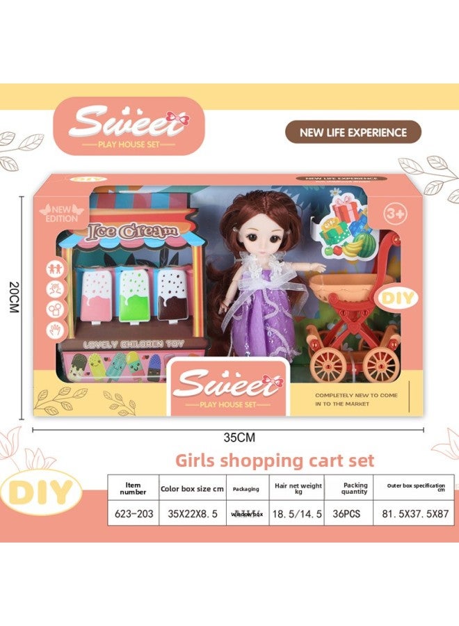 Doll Gift Box Princess Bicycle Suit Girl Motorcycle Play House Toy Children's Day Gift-Color:Girls Shopping Cart Deluxe Suit (clothing Random) - Image 1
