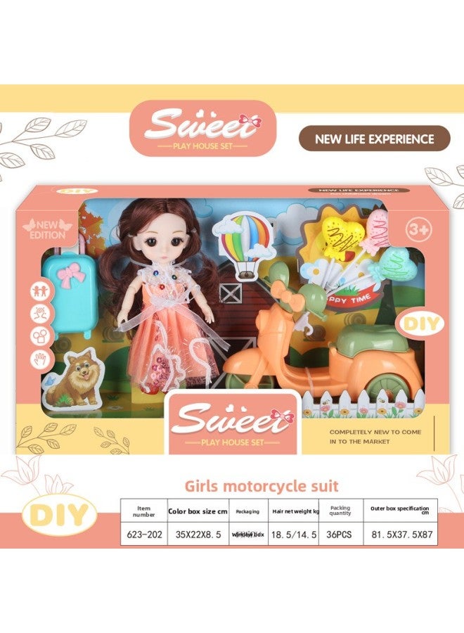 Doll Gift Box Princess Bicycle Suit Girl Motorcycle Play House Toy Children's Day Gift-Color:Girls Shopping Cart Deluxe Suit (clothing Random) - Image 2