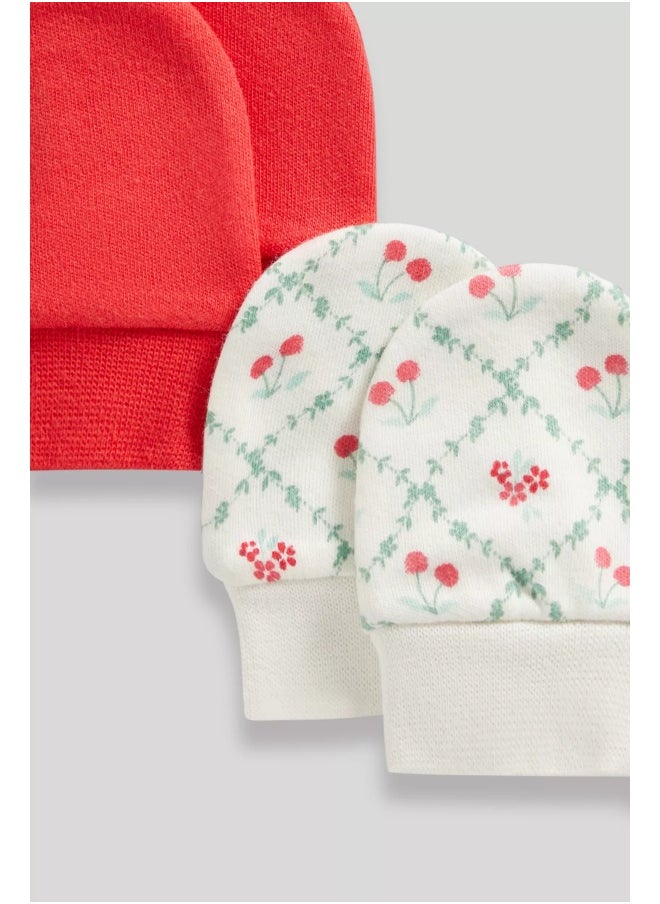 mothercare 2 Pack Cherry Baby Mitts  - Image 2