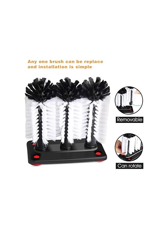 promass Glass Cleaning Brush, Glass Washer with 3 Brush Bristle for Glass Cup, Long Leg Cup, Red Glass Cup and More Bar Kitchen Sink Home Tools - Image 2