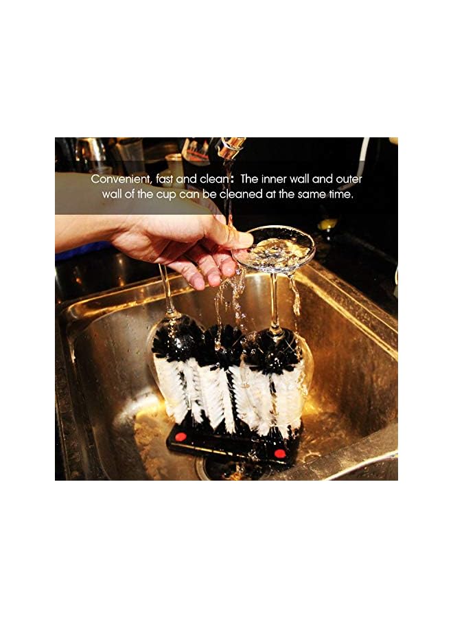 promass Glass Cleaning Brush, Glass Washer with 3 Brush Bristle for Glass Cup, Long Leg Cup, Red Glass Cup and More Bar Kitchen Sink Home Tools - Image 4