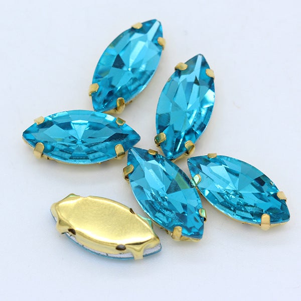 Wholesale horse eye crystal glass claw drill multi-specification hand-stitched claw drill DIY clothing wedding dress bag shoes accessories Lake Blue 