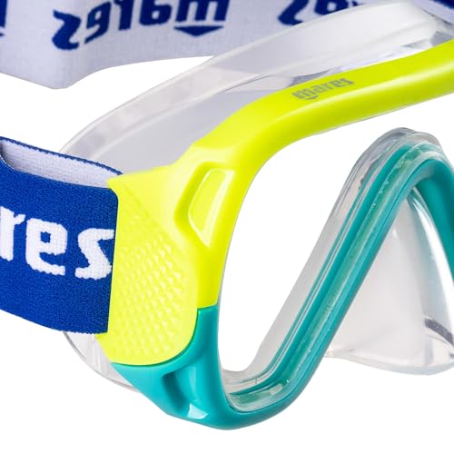 Mares Junior Keewee Mask Single Lens Clear Vision Adjustable Silicone Dive Mask for Scuba Diving Freediving Snorkeling Yellow Aqua - Image 3