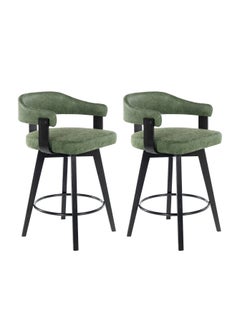 Chogori Swivel Bar Stools Set of 2, 26" Counter Height Bar Chairs with Curved Back and Armrest Modern Linen Upholstered Wood Barstools for Kitchen Island Home Bar  - Image 1